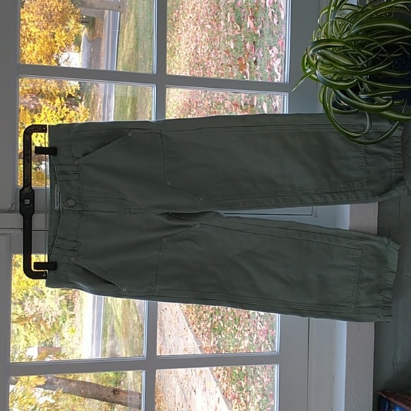 Urban Outfitters Sage Green Utility Crop Pants Size 26 Pockets - Picture 2 of 7